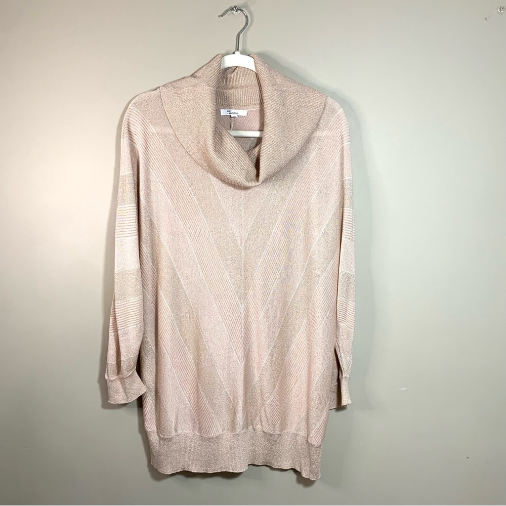 Soft Pink Cowl Neck Sparkle Knit Sweater Raglan Sleeve Plus Size 1X Loose Fit